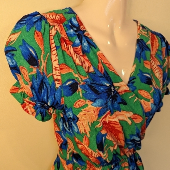 ZARA tropical floral print wrap dress xs - Picture 6 of 16